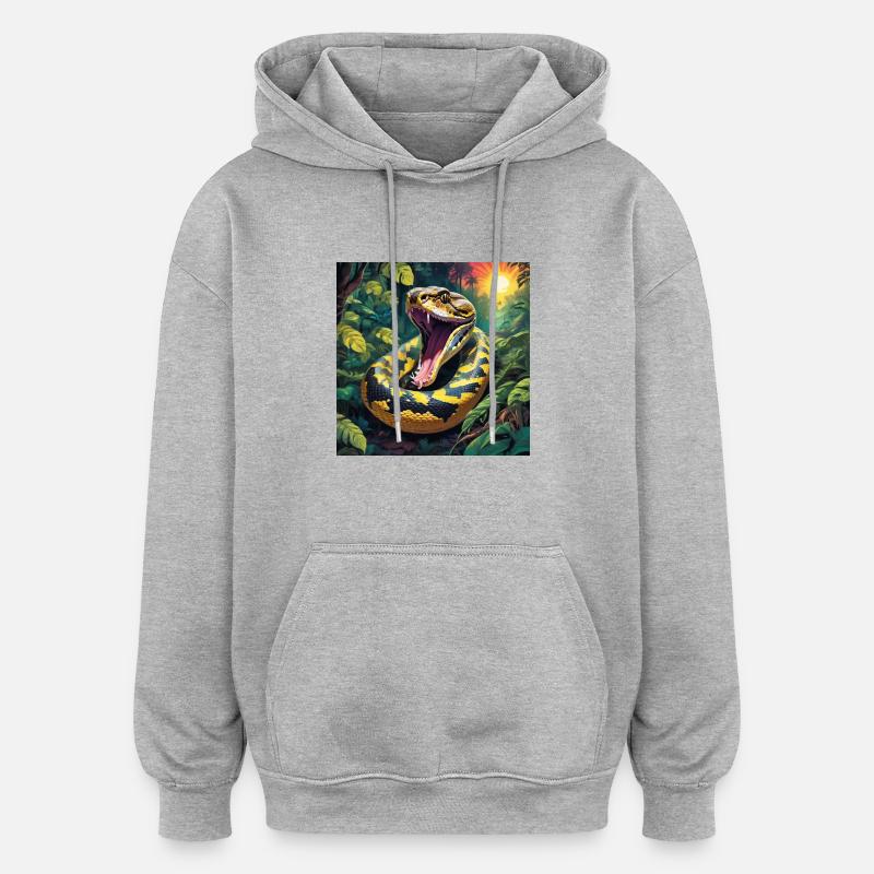 Serpent python - Sweat à capuche oversize unisexe - gris chiné