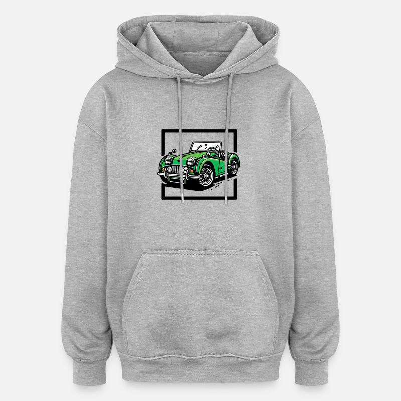 Grünes Oldtimer - Oversized Unisex Hoodie - Grau meliert