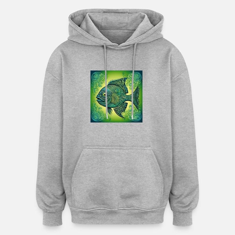Pêcheur Poisson Poisson - Sweat à capuche oversize unisexe - gris chiné