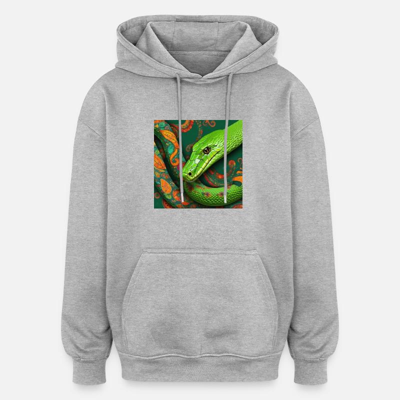 Reptile serpent vert - Sweat à capuche oversize unisexe - gris chiné