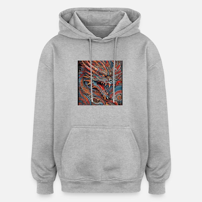 Dragon - Sweat à capuche oversize unisexe - gris chiné