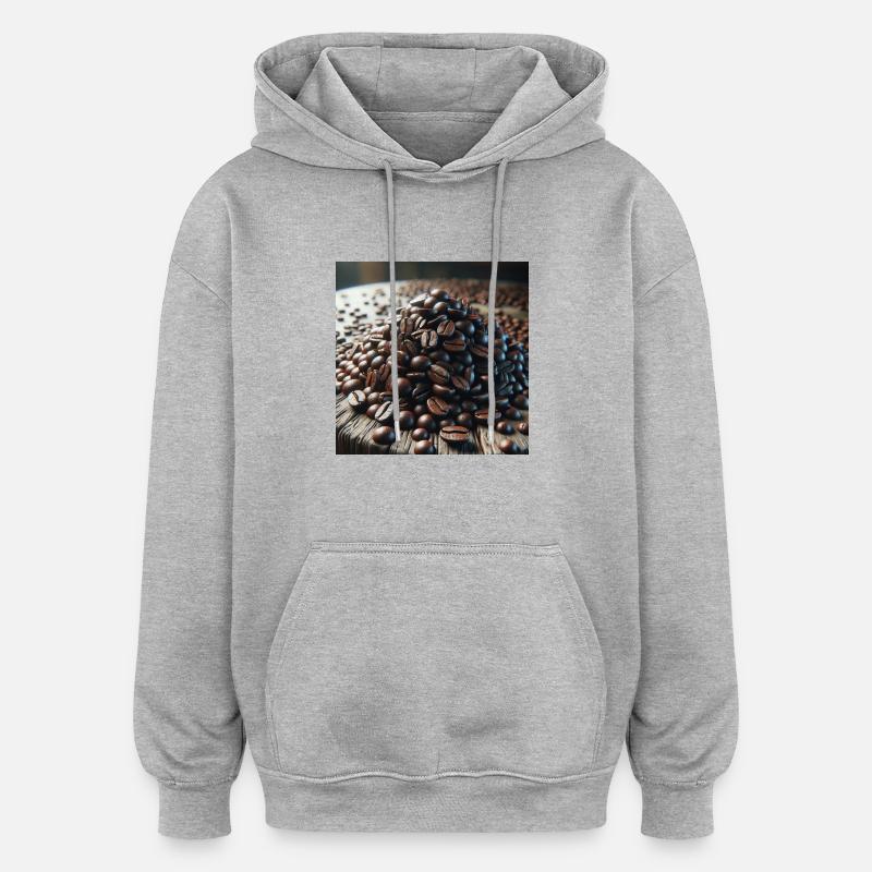 Grains de café - Sweat à capuche oversize unisexe - gris chiné