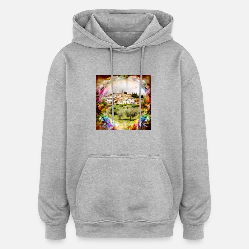 Piękna Cortona - Oversized Unisex Hoodie - Grau meliert