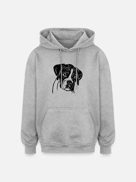 Chiot Boxer - Sweat à capuche oversize unisexe - gris chiné