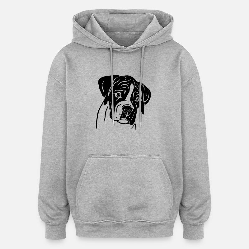 Chiot Boxer - Sweat à capuche oversize unisexe - gris chiné
