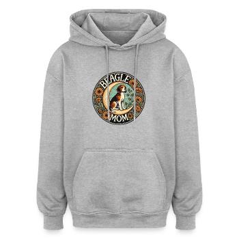 Maman Beagle - Sweat à capuche oversize unisexe - gris chiné - Devant - Noah (186cm)