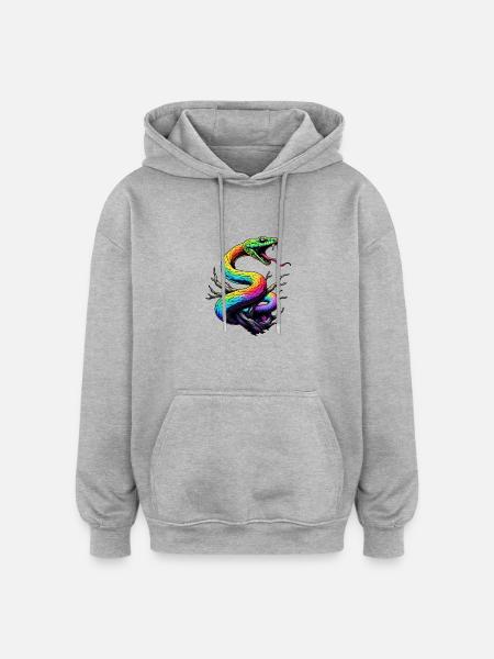 Bunte Schlange Illustration - Oversized Unisex Hoodie - Grau meliert