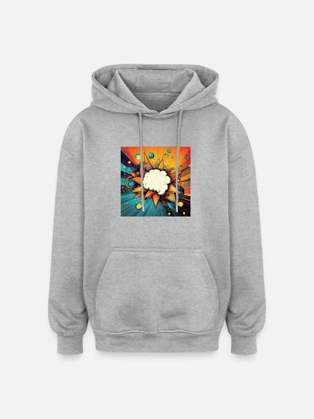 Vibrant Abstract Explosive Cloud Design - Oversized Unisex Hoodie - heather grey
