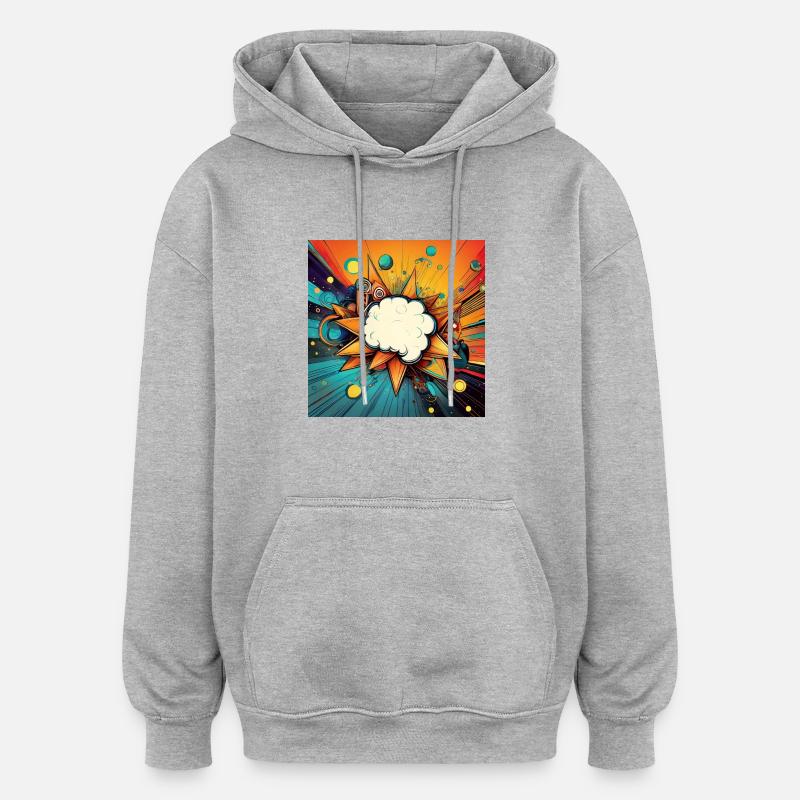 Vibrant Abstract Explosive Cloud Design - Oversized Unisex Hoodie - heather grey