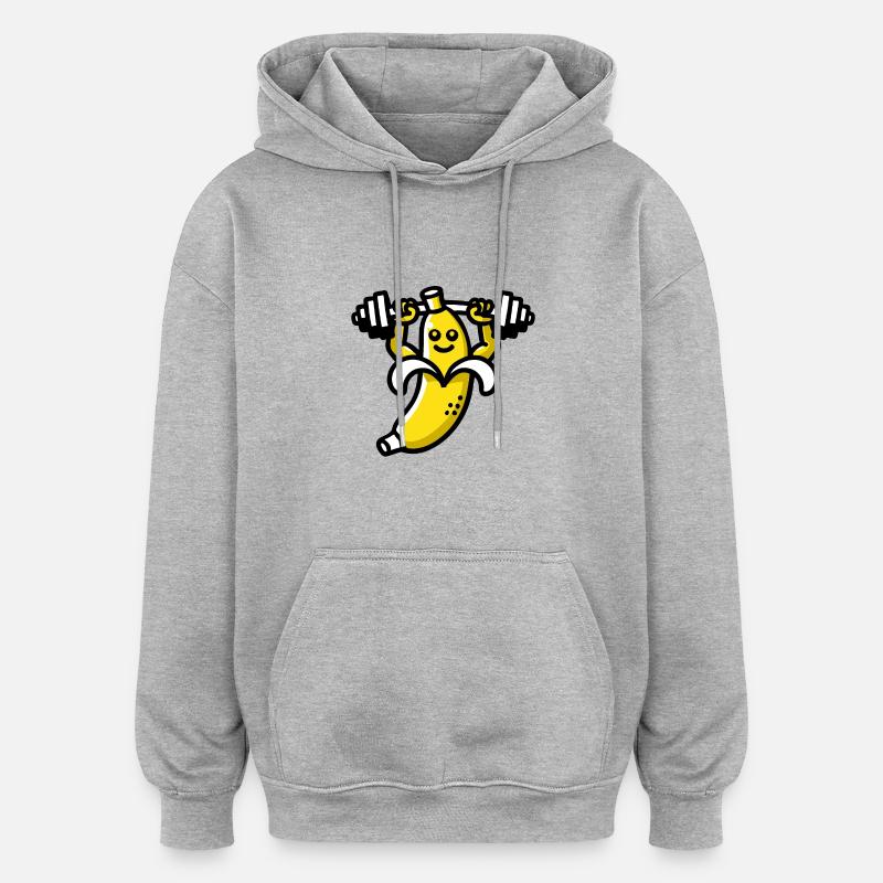 banane musculation - Sweat à capuche oversize unisexe - gris chiné