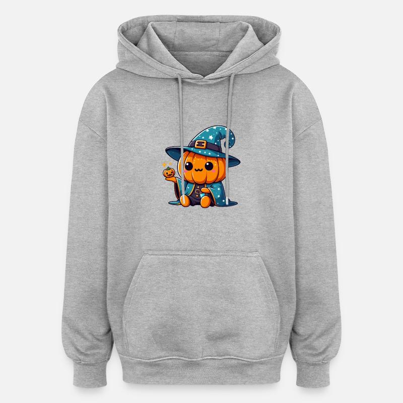 Mignon Magicien Citrouille d'halloween - Sweat à capuche oversize unisexe - gris chiné