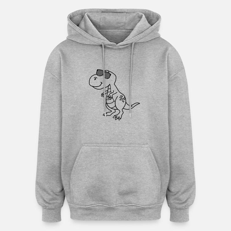 Cool Dinosaurier - Oversized Unisex Hoodie - Grau meliert