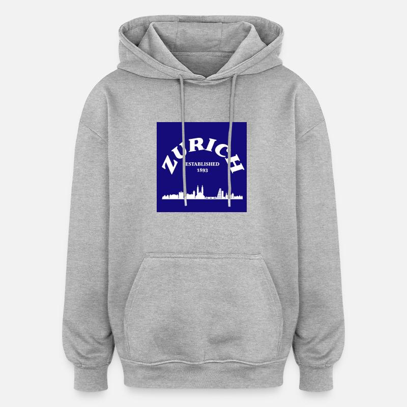 Zurich - Sweat à capuche oversize unisexe - gris chiné