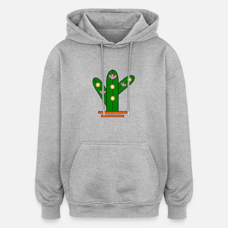Cactus éclatant - Sweat à capuche oversize unisexe - gris chiné