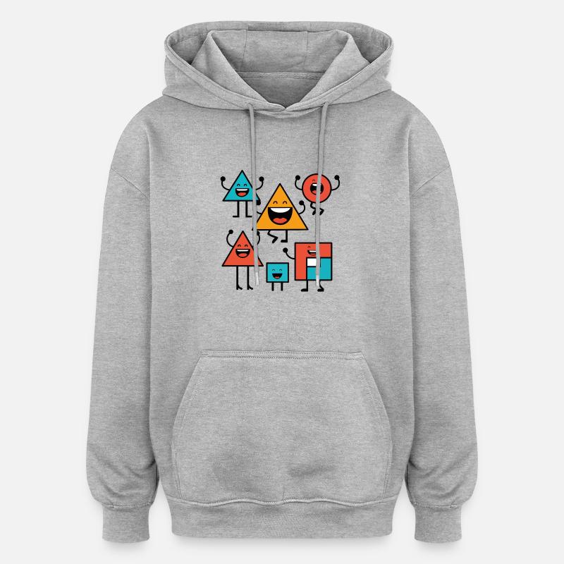 Design « Geo Laughics » - Sweat à capuche oversize unisexe - gris chiné