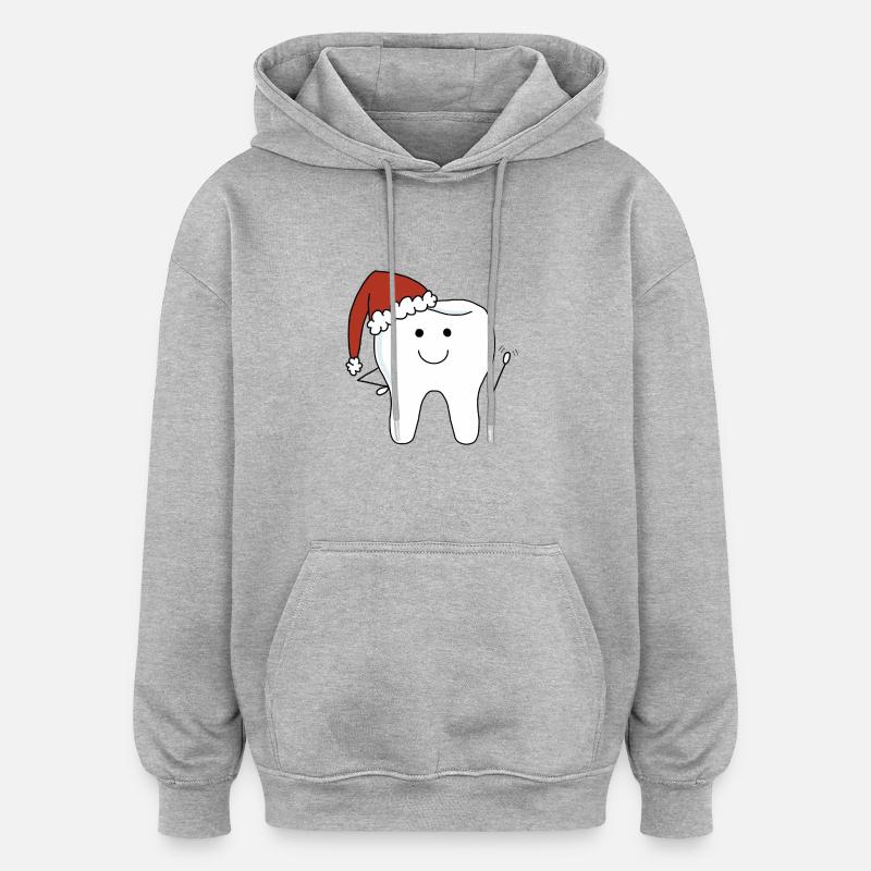 Dent de Noël - Sweat à capuche oversize unisexe - gris chiné