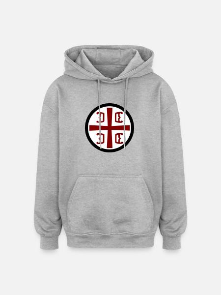 Serbian Cross - Oversized Unisex Hoodie - heather grey