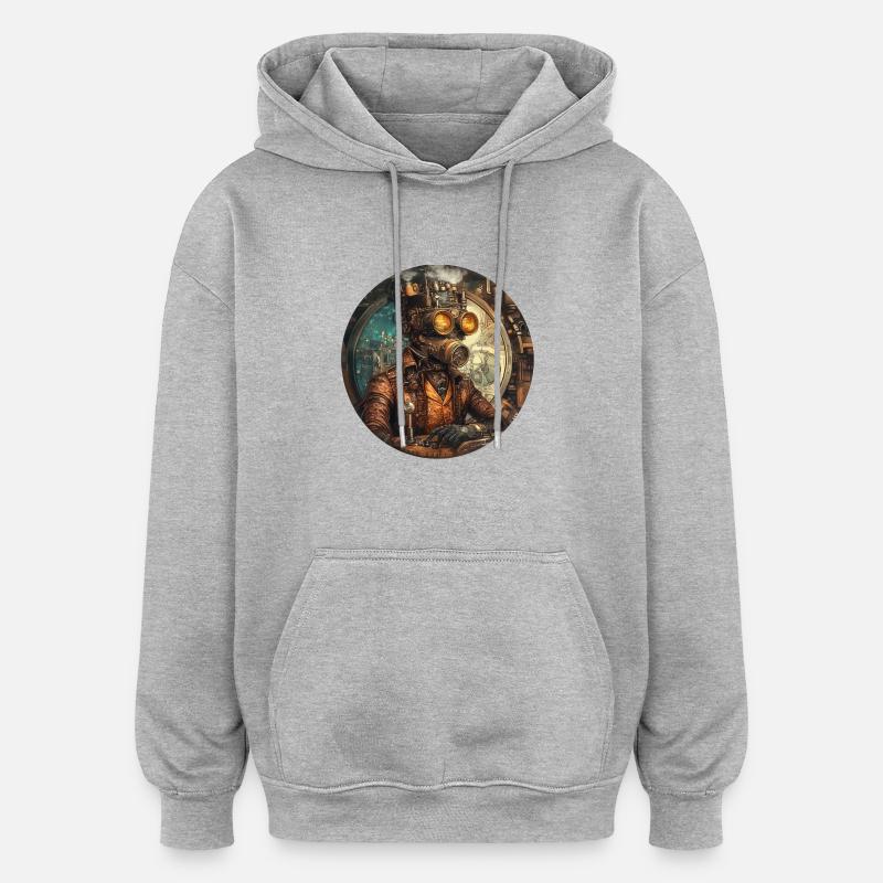 Steampunk technology: Retro meets future - Oversized Unisex Hoodie - heather grey