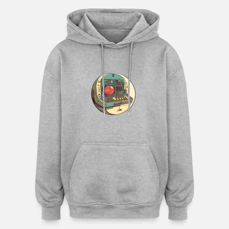 Retro-Computer: Die Anfänge der Technik! - Oversized Unisex Hoodie - Grau meliert