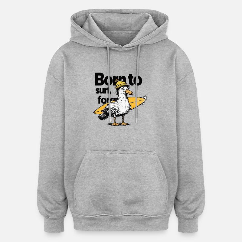 Surfer Seagull avec Attitude - Sweat à capuche oversize unisexe - gris chiné