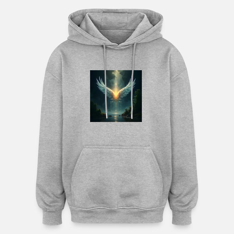 DrachenqodeM - Sweat à capuche oversize unisexe - gris chiné