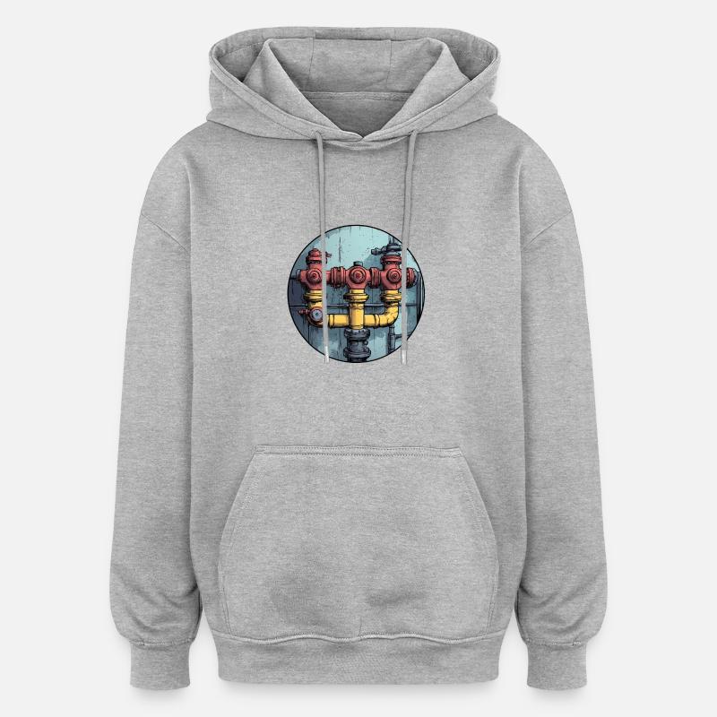 Construction de tuyaux industriels - Sweat à capuche oversize unisexe - gris chiné