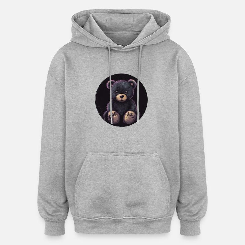 Magical Teddy : élégance sombre - Sweat à capuche oversize unisexe - gris chiné