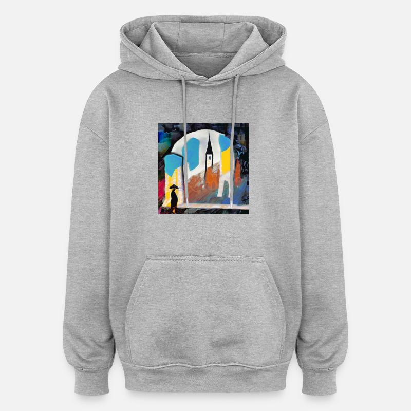 Sérénité - Sweat à capuche oversize unisexe - gris chiné