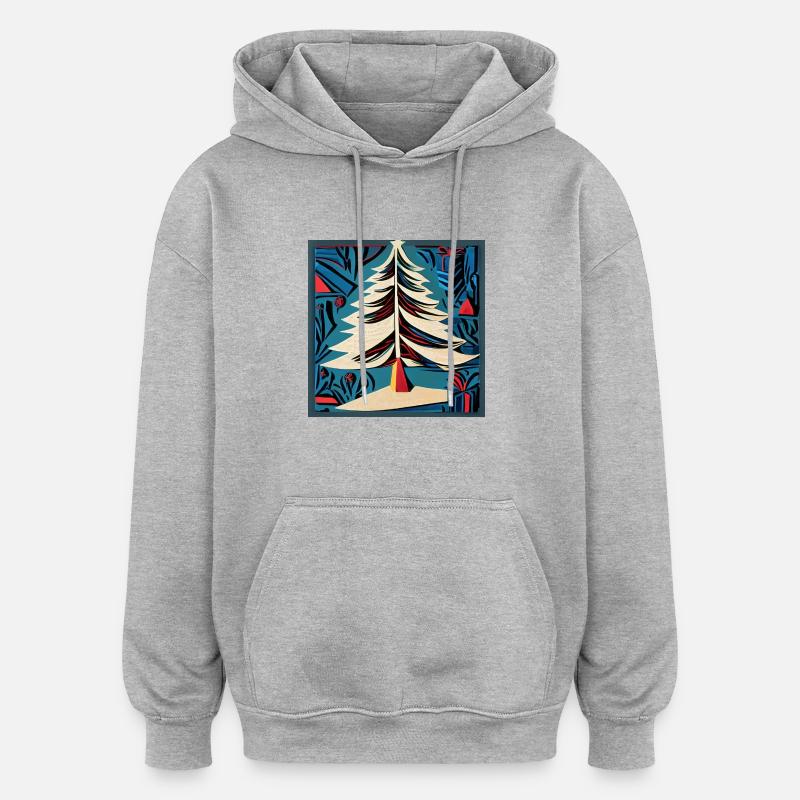 Arbre de Noël - Sweat à capuche oversize unisexe - gris chiné