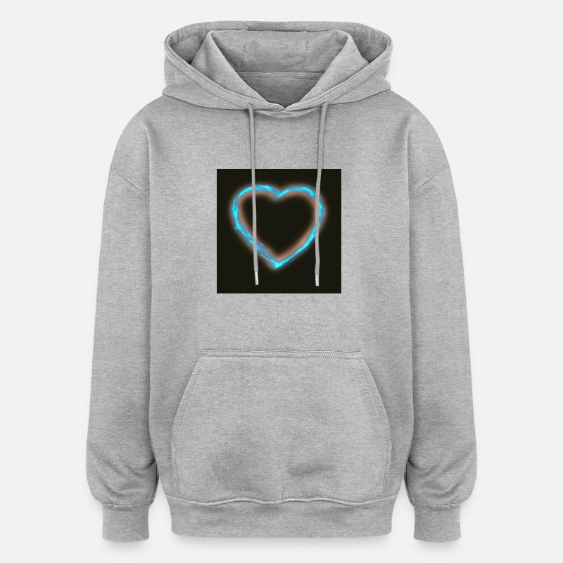 Coeur d’eau bleue avec éclairage - Sweat à capuche oversize unisexe - gris chiné