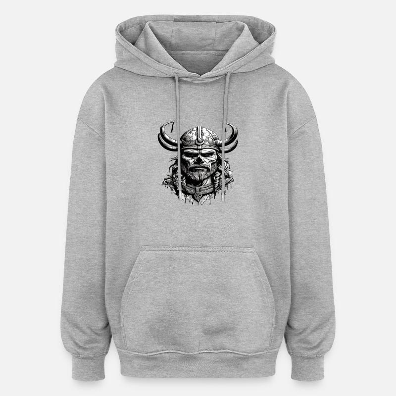 Wikinger Schädel - Oversized Unisex Hoodie - Grau meliert