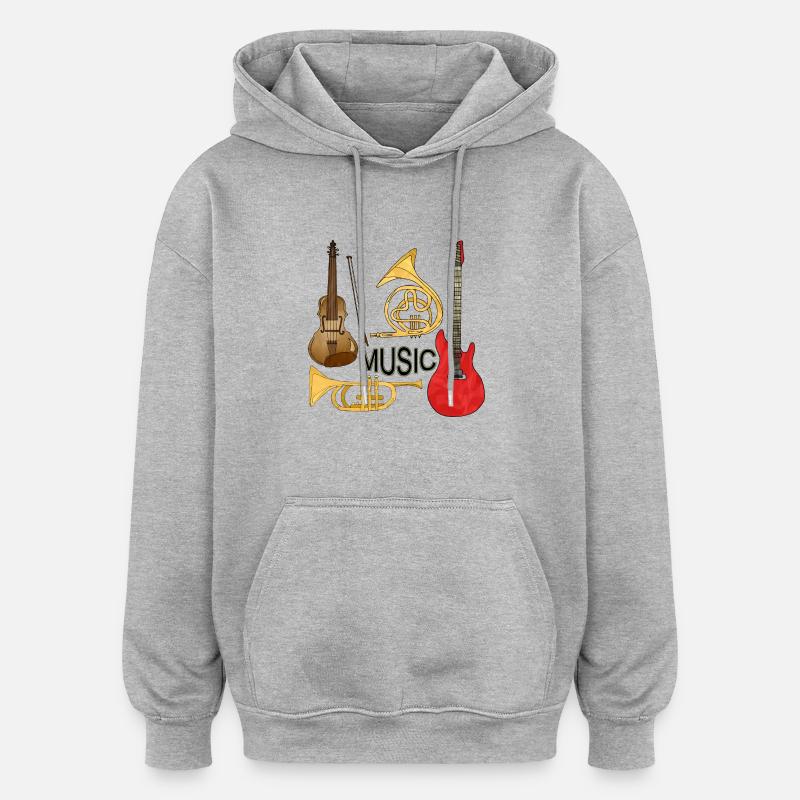 Instruments de musique - Sweat à capuche oversize unisexe - gris chiné