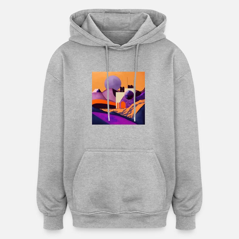 Lune violette - Sweat à capuche oversize unisexe - gris chiné