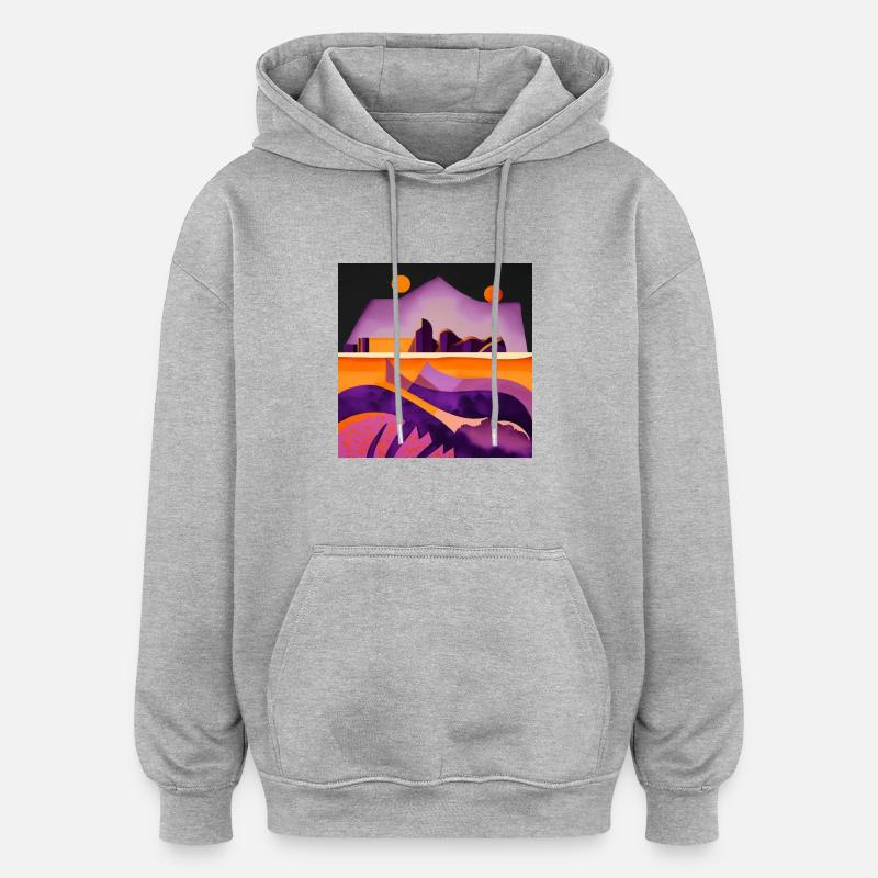 Deux lunes - Sweat à capuche oversize unisexe - gris chiné