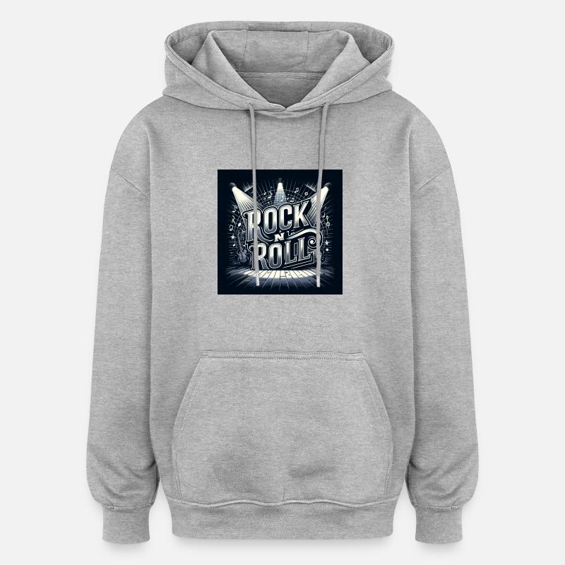 Rock n roll - Sweat à capuche oversize unisexe - gris chiné