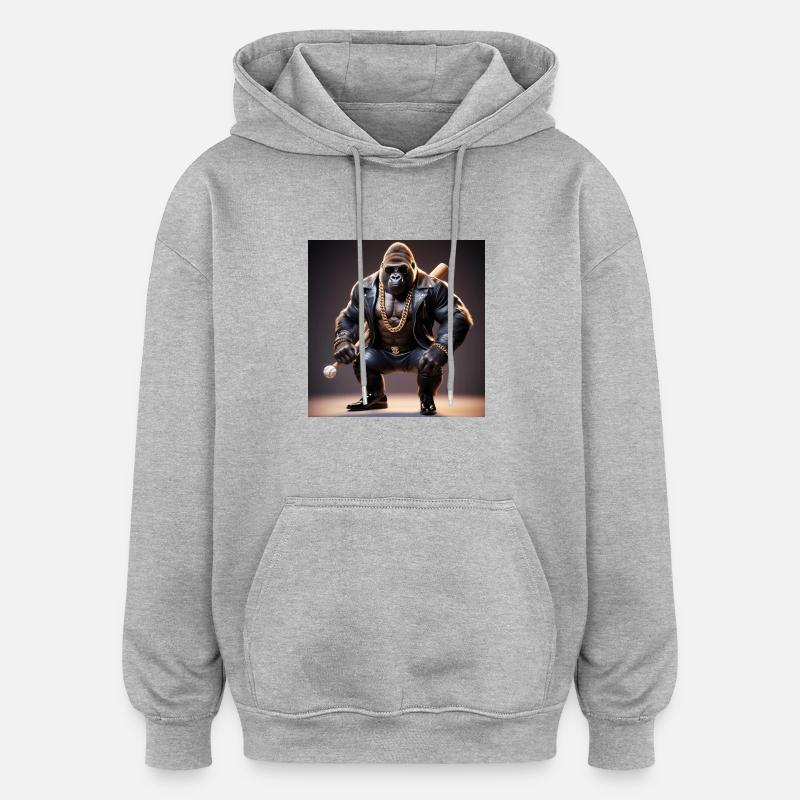 GorillaHeld - Oversized Unisex Hoodie - Grau meliert