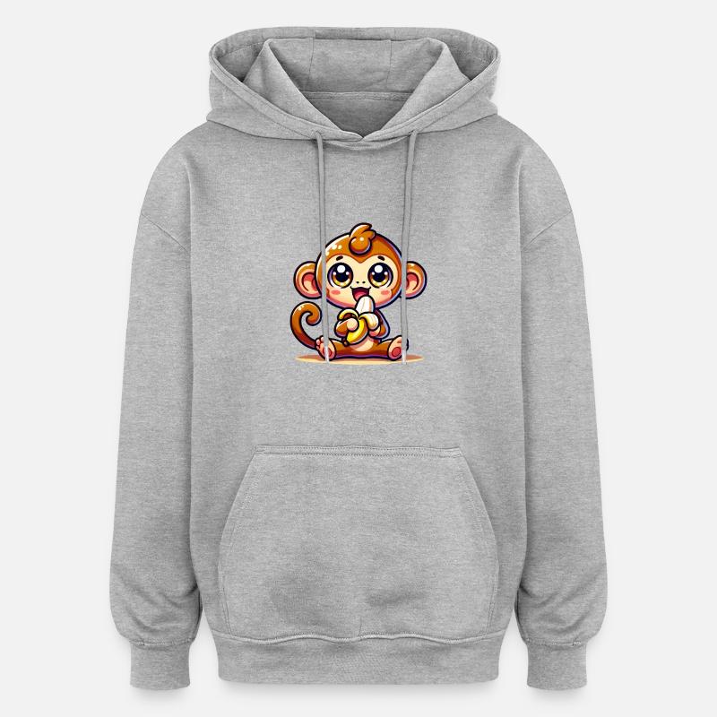 Bande dessinée Singe - Sweat à capuche oversize unisexe - gris chiné