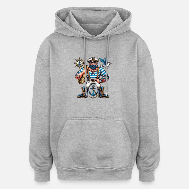 Matrose Seemann Comic - Oversized Unisex Hoodie - Grau meliert