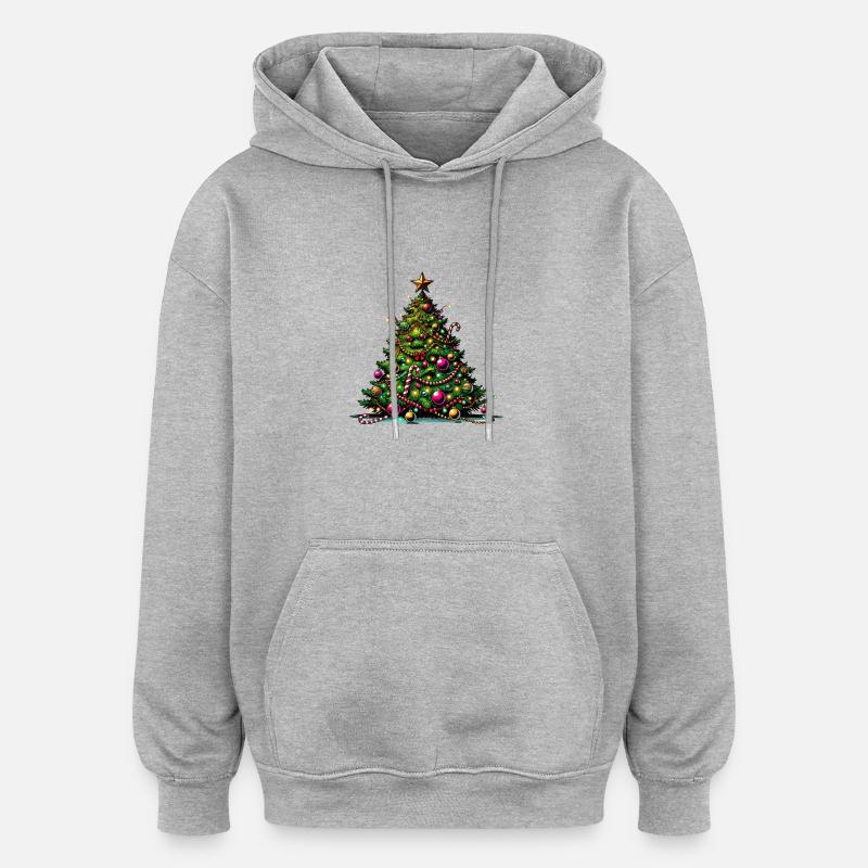 Arbre de Noël - Sweat à capuche oversize unisexe - gris chiné