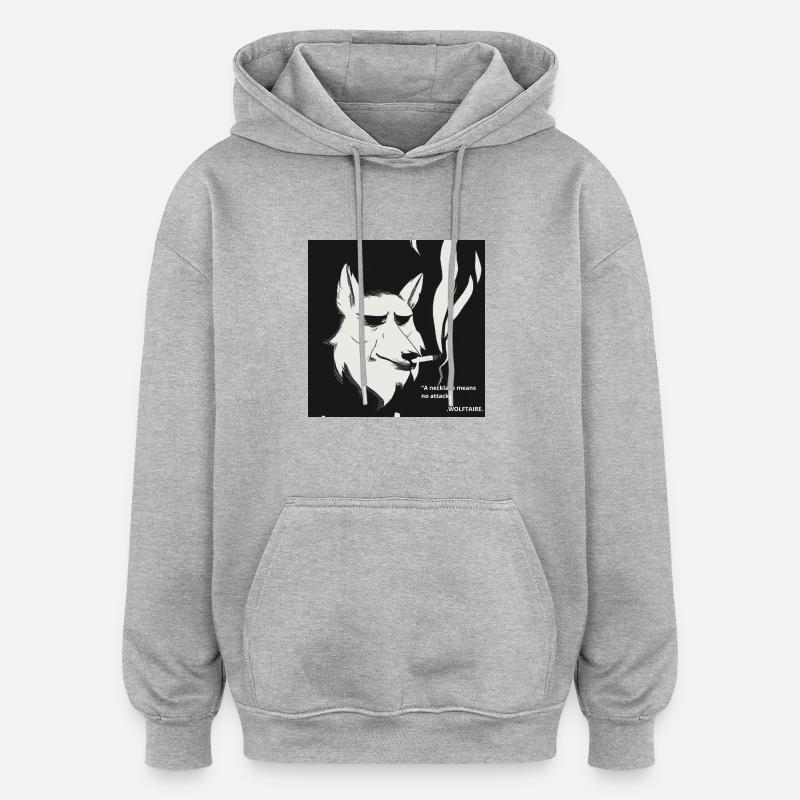 WOLFTAIRE - Sweat à capuche oversize unisexe - gris chiné