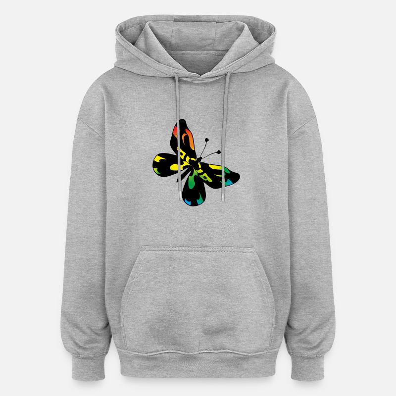 Papillon - Sweat à capuche oversize unisexe - gris chiné