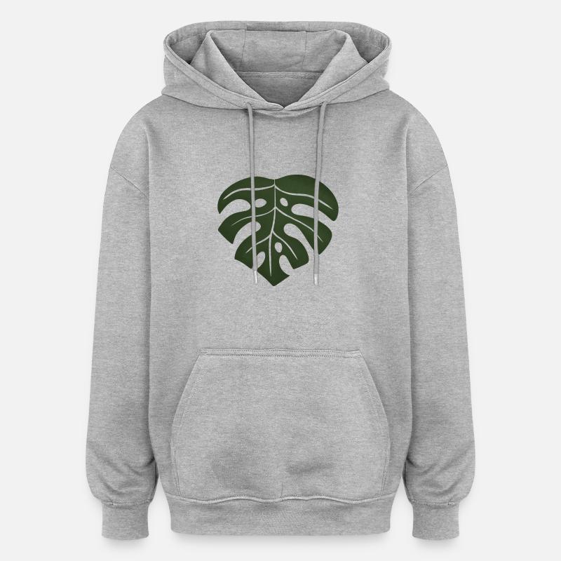 Feuille de monstera - Sweat à capuche oversize unisexe - gris chiné