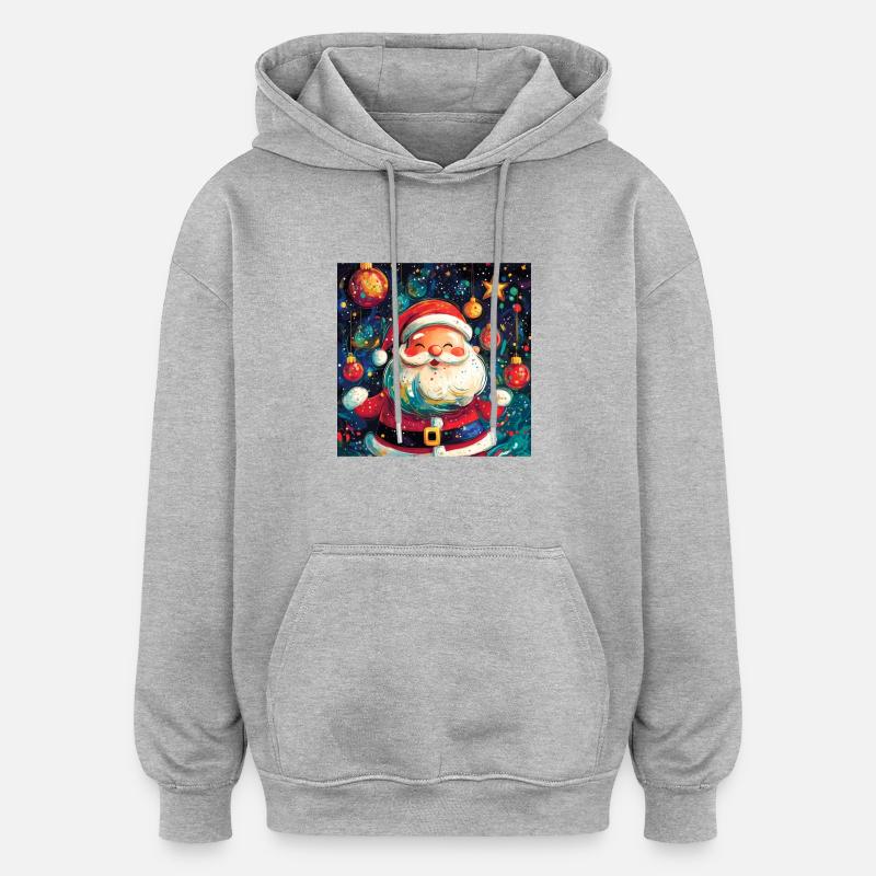 Père Noël Joyeux Noël - Sweat à capuche oversize unisexe - gris chiné