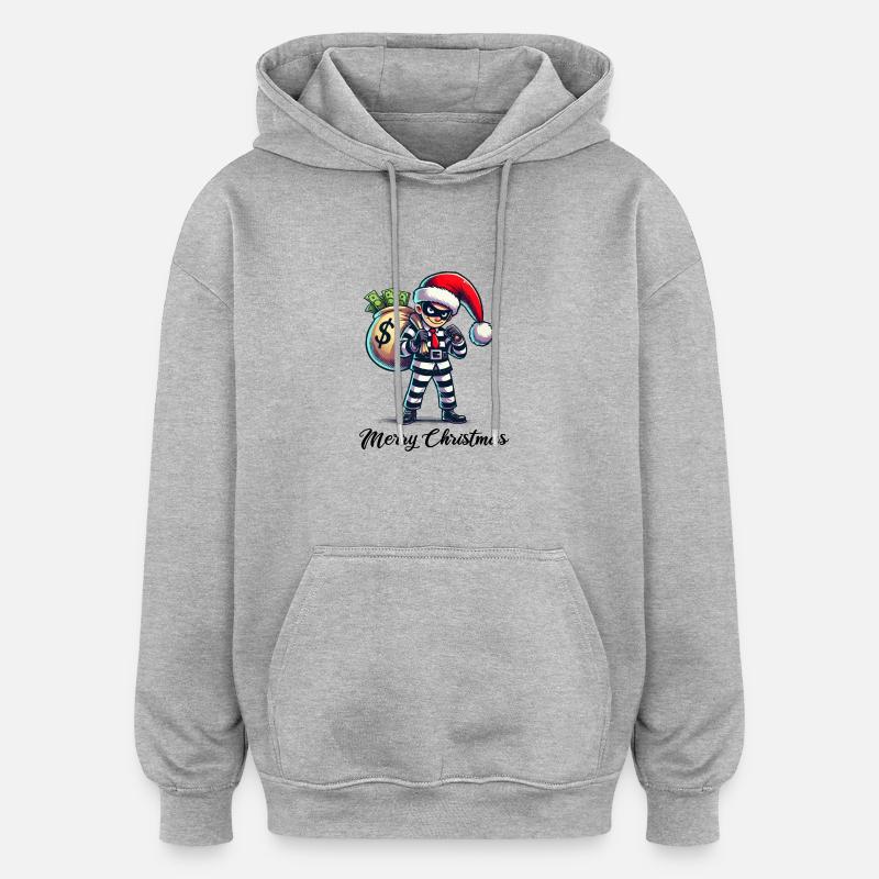 Noël des voleurs - Sweat à capuche oversize unisexe - gris chiné