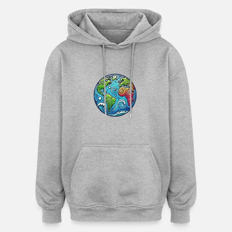 Planète Terre - Sweat à capuche oversize unisexe - gris chiné