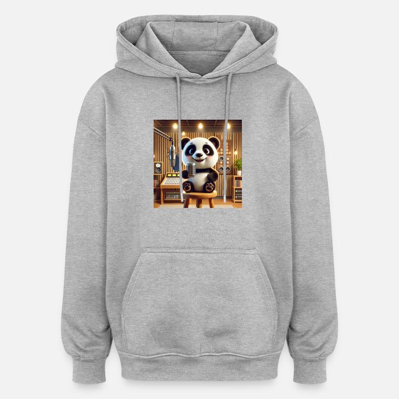 PandaRadio - Sweat à capuche oversize unisexe - gris chiné