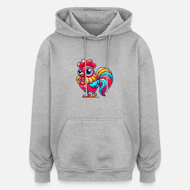 Coq Coq - Sweat à capuche oversize unisexe - gris chiné
