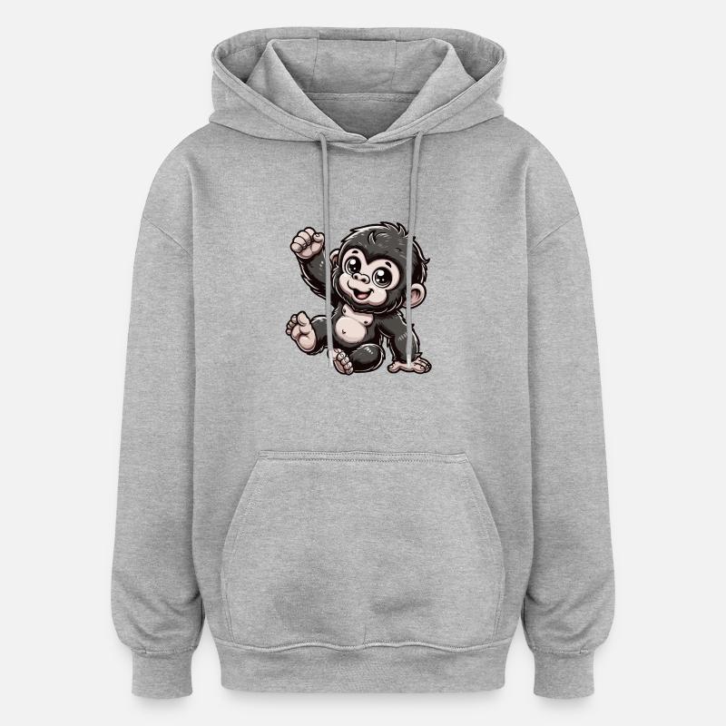 Gorille Enfant - Sweat à capuche oversize unisexe - gris chiné