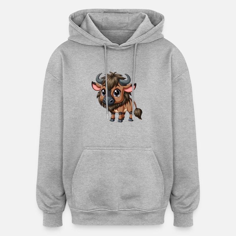 Bébé gnou - Sweat à capuche oversize unisexe - gris chiné