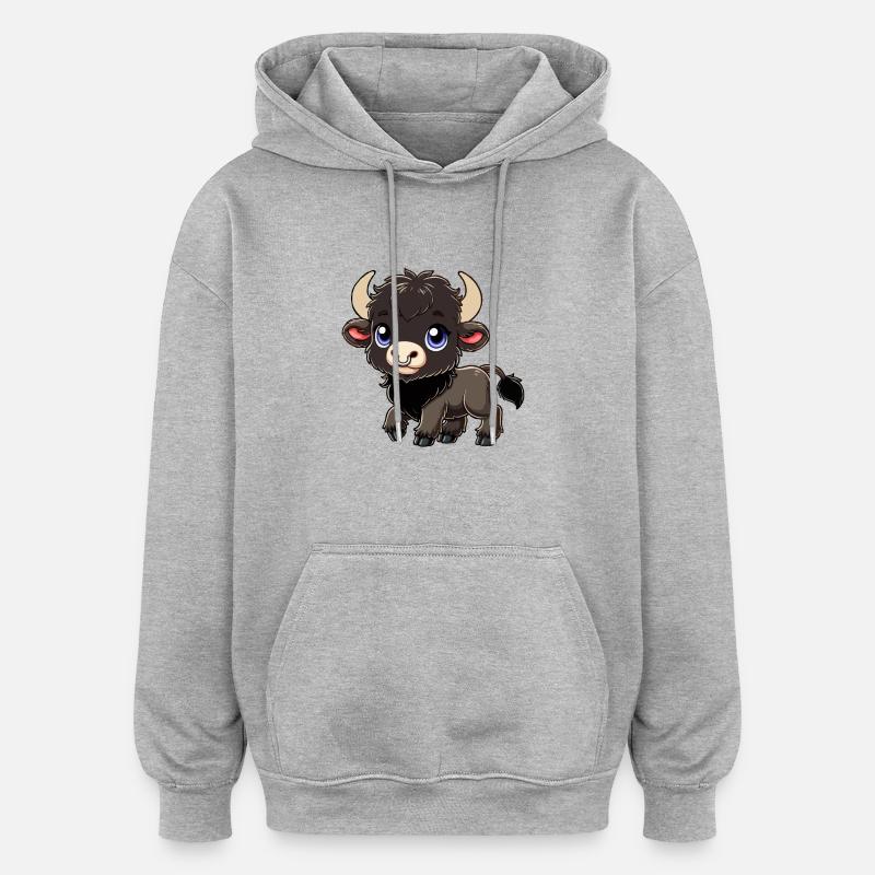 Enfant bison - Sweat à capuche oversize unisexe - gris chiné